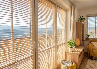 żaluzje drewniane 25 mm, z montażem do okna