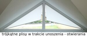 trójkątne plisy w trakcie unoszenia